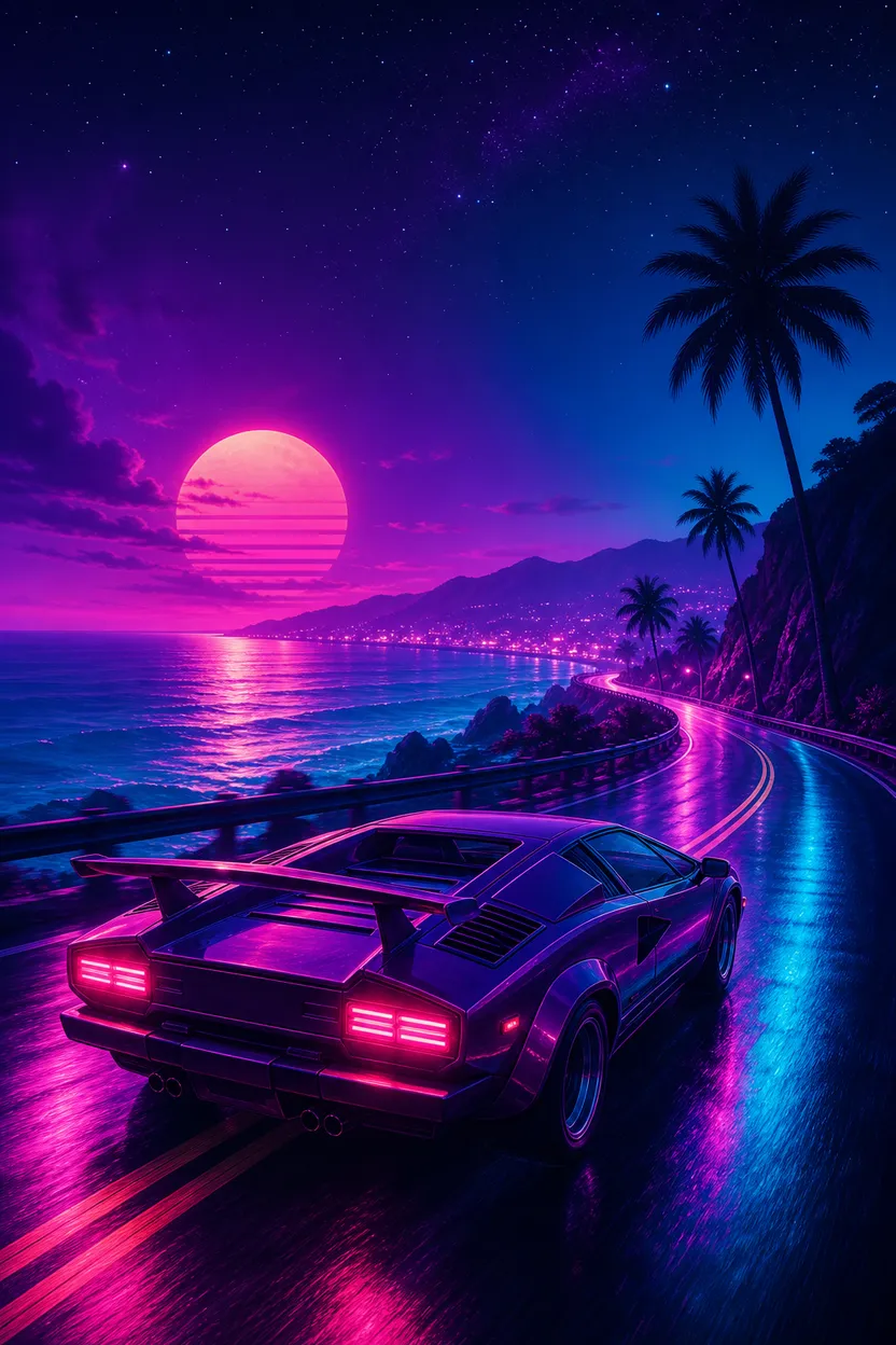 New image generated in the reference synthwave style