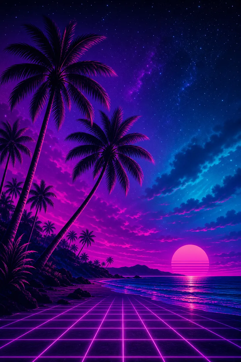 New image generated in the reference synthwave style